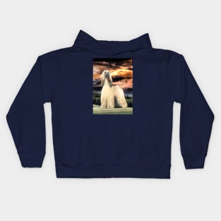 The Majestic Afghan Hound. Masked Gold. Kids Hoodie